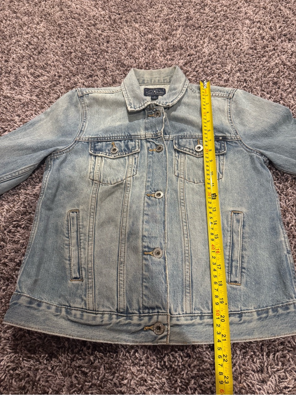 Lucky Brand Denim Trucker Jean Jacket Embroidered  Distressed Cotton S - Picture 6 of 8